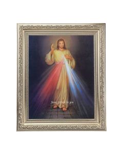 10" x 12" Ornate Silver Frame with a Divine Mercy Print