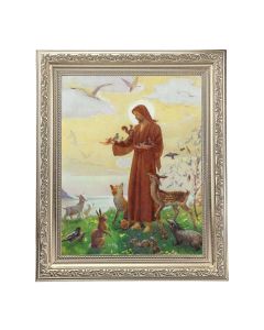 10" x 12" Ornate Silver Frame with a St. Francis Print