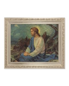 10" x 12" Ornate Silver Frame with a Meditation in the Garden Print
