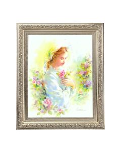10" x 12" Ornate Silver Frame with a Blanc: Mystical Rose Print