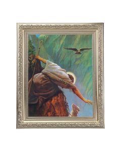 10" x 12" Ornate Silver Frame with a Hook: The Lost Sheep Print