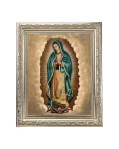 10" x 12" Ornate Silver Frame with an Our Lady of Guadalupe Print