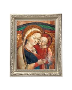 10" x 12" Ornate Silver Frame with an 8" x 10" O.L. of Good Counsel- Genazzano Italy Print 