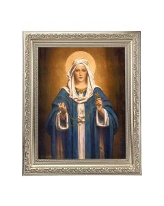 10" x 12" Ornate Silver Frame with a Madonna of the Rosary Print