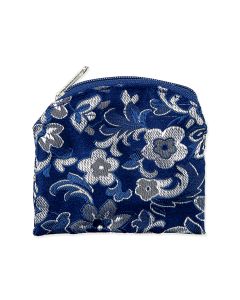 Blue and Silver Tapestry Rosary Pouch