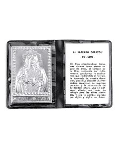 Sacred Heart Metal Plaque in Folder in Spanish -P65
