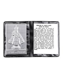 Infant of Prague Metal Plaque in Folder in Spanish -P65