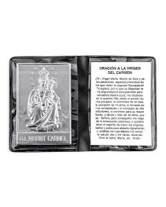 Our Lady of Mount Carmel Metal Plaque in Folder in Spanish -P65