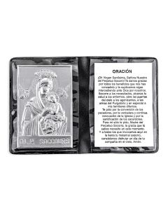 Our Lady of Perpetual Help Metal Plaque in Folder in Spanish -P65