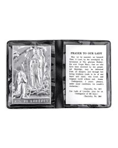 Our Lady of Lourdes Metal Plaque in Folder -P65