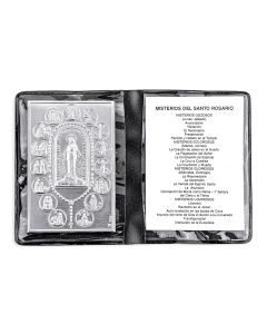 Mysteries of The Rosary Metal Plaque in Folder in Spanish -P65