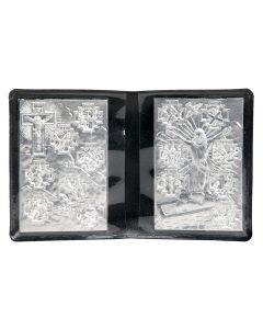 Way of The Cross Metal Plaques of the 14 Stations of the Cross in Folder -P65