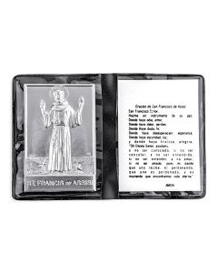 St. Francis Metal Plaque in Folder in Spanish -P65
