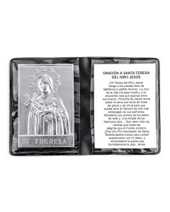 St. Therese Metal Plaque in Folder in Spanish -P65
