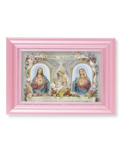 5 1/2" x 7" Pink Frame with Baby Room Blessing Print