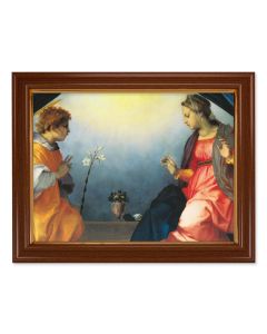 15 1/2" x 19 1/2" Walnut Finish Frame with Gold Accent and a 12" x 16" Sarto: The Annunciation Textured Art
