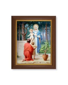 10 1/2" x 12 1/2" Walnut Finish Beveled Frame with 8" x 10" Holy Family with Saint John Textured Art