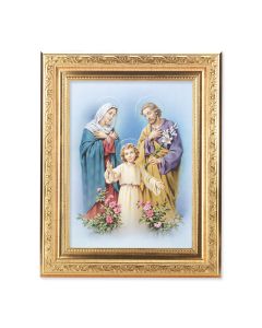 8 1/4" x 10 1/4" Gold Ornate Frame with a 6" x 8" The Holy Family Print