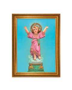 23.5" x 31" Antique Gold Leaf Beveled Frame, Roping Detail with 19" x 27" Divino Nino Textured Art
