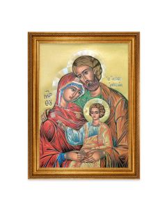 23 1/2" x 31" Antique Gold Leaf Beveled Frame  Roping Detail with 19" x 27" Holy Family Textured Art