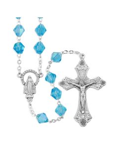 8mm Aqua Crystal Aurora Bicone Czech Glass Bead Rosary