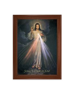 23.5" x 31" Walnut Finished Beveled Frame with 19" x 27" Divine Mercy Textured Art