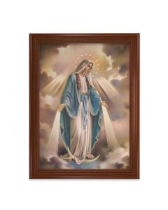 23.5" x 31" Walnut Finished Beveled Frame with 19" x 27" Our Lady of Grace Textured Art