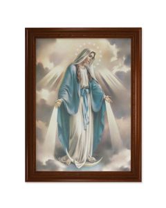 23.5" x 31" Walnut Finished Beveled Frame with 19" x 27" Our Lady of Grace Canvas Artwork