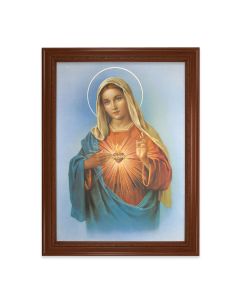 23.5" x 31" Walnut Finished Beveled Frame with 19" x 27" Immaculate Heart of Mary Textured Art
