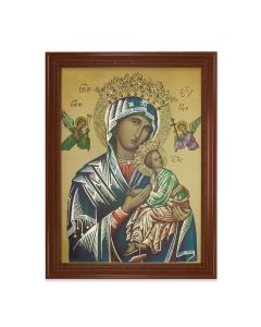 23.5" x 31" Walnut Finished Beveled Frame with 19" x 27" Our Lady of Perpetual Help Textured Art