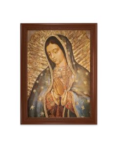 23.5" x 31" Walnut Finished Beveled Frame with 19" x 27" Our Lady of Guadalupe Textured Art