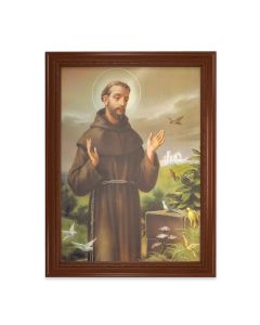23.5" x 31" Walnut Finished Beveled Frame with 19" x 27" St. Francis Textured Art