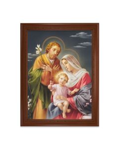 23 1/2" x 31" Walnut Finished Beveled Frame with 19" x 27" Holy Family Canvas Artwork