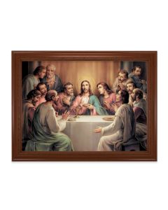 23.5" x 31" Walnut Finished Beveled Frame with 19" x 27" The Last Supper Textured Art