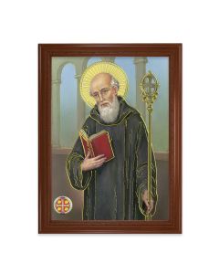 23.5" x 31" Walnut Finished Beveled Frame with 19" x 27" St. Benedict Textured Art