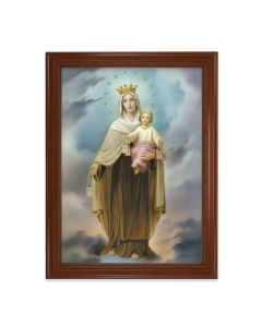23.5" x 31" Walnut Finished Beveled Frame with 19" x 27" Our Lady of Mount Carmel Textured Art