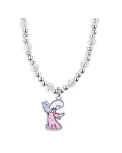 4mm Crystal Bead Necklace with Guardian Angel Pendant -P65