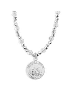 4mm Crystal Bead Necklace with Round Guardian Angel Pendant -P65