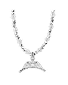 4mm Crystal Bead Necklace with Angel Wings Pendant -P65