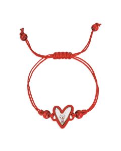 Adjustable Confirmation White Cord Bracelet with Heart Shaped Holy Spirit Image