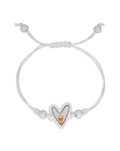 Adjustable Holy Communion White Cord Bracelet with Heart Shaped Chalice Image