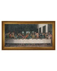 24" x 44" Antique Gold Leaf Beveled Frame with Carved Rope Trim -Davinci: Last Supper Canvas Artwork