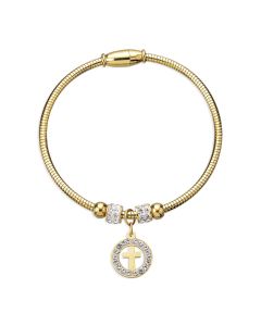 18K Gold Plated Silvatore Crystal Cross Charm Bracelet with Magnetic Clasp. Boxed