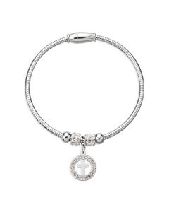Silvatore Crystal Cross Charm Bracelet with Magnetic Clasp. Boxed