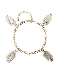 Stainless Steel Gold-Tone Bracelet with 4 Archangel Medals