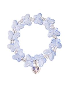 Bracelet with Light Aqua Glass Butterfly Beads and Guardian Angel Heart Charm