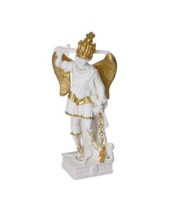 4" St. Michael White and Gold Resin Statue