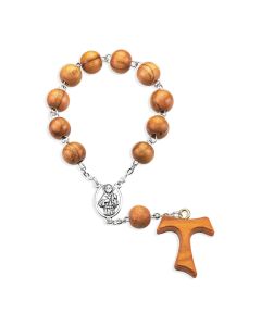 One Decade Saint Francis Olive Wood Bead Rosary