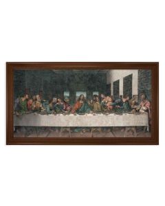 24" x 44" Walnut Finished Beveled Frame with a DaVinci: Last Supper Textured Art