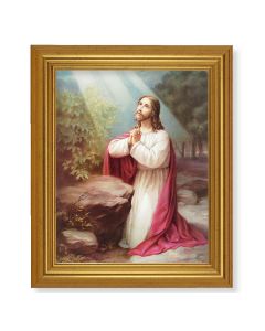 10" x 12" Gold Leaf Finish Beveled Frame with 8" x 10" Christ on Mt. Olive Textured Art